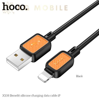 HOCO кабел X108, 3A. USB към Lightning  (1M) - Черен