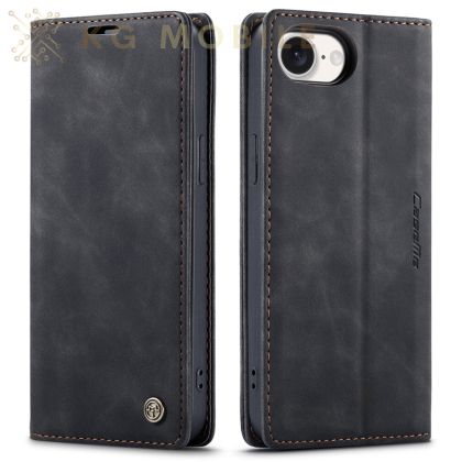 CaseMe Луксозен Калъф Тип Тефтер За iPhone 16e - черно 