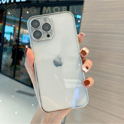 Безцветен LUX силиконов гръб+камера TP29 iPhone 14 Plus - Silver