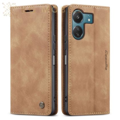 CaseMe Елегантен Луксозен Калъф Тип Тефтер За Xiaomi Redmi 13C ,  Xiaomi Poco C65 - Brown