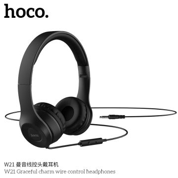Слушалки HOCO W21 , 3.5mm с микрофон - Черени