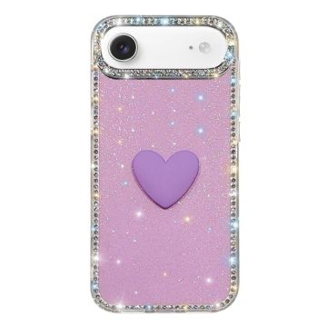 Кейс Love Heart за iPhone Air - лилав с блясък