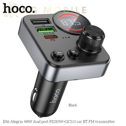 FM Трансмитер Hoco E86 , Зареждане 48 W, PD30W + QC3.0