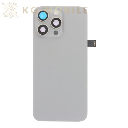 Заден капак за iphone 15 Pro Max оборудван + стъкло камера + метална пластина + светкавица - Natural Titanium / OEM /