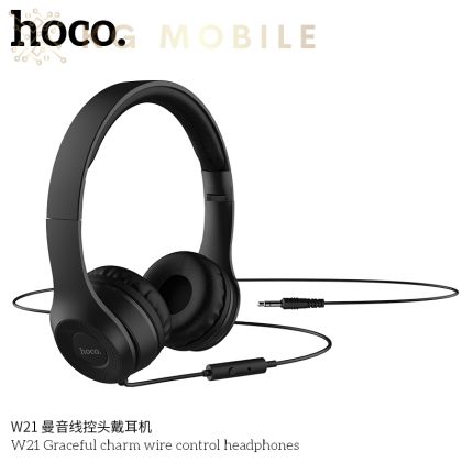 Слушалки HOCO W21 , 3.5mm с микрофон - Черени