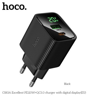 Зарядно устройство HOCO CS83A / 20W  /  с дисплей, черно