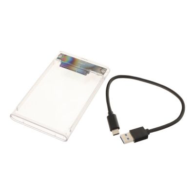 Кутия за твърд диск Type-C HDD, 2.5-инчов SATA SSD, с Type-C кабел, прозрачен
