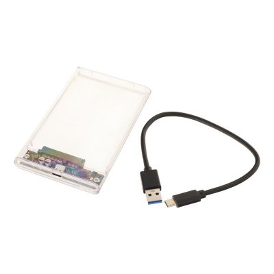 Кутия за твърд диск Type-C HDD, 2.5-инчов SATA SSD, с Type-C кабел, прозрачен