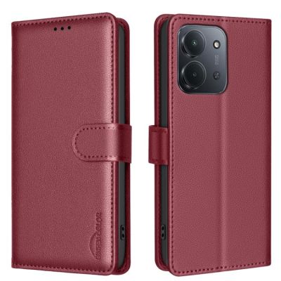 Leather Калъф Тип Тефтер За Redmi 15C 5G / 4G EU 173mm / Poco C85 5G - червен