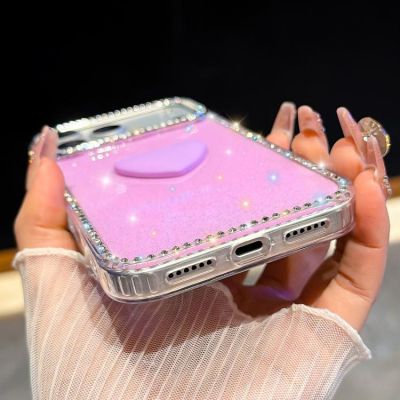 Кейс Love Heart за iPhone Air - лилав с блясък