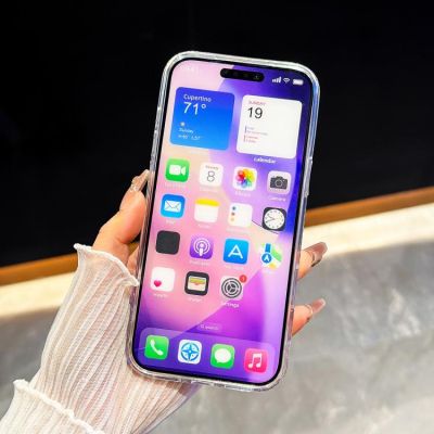 Кейс Love Heart за iPhone 13 / 14 - лилав с блясък